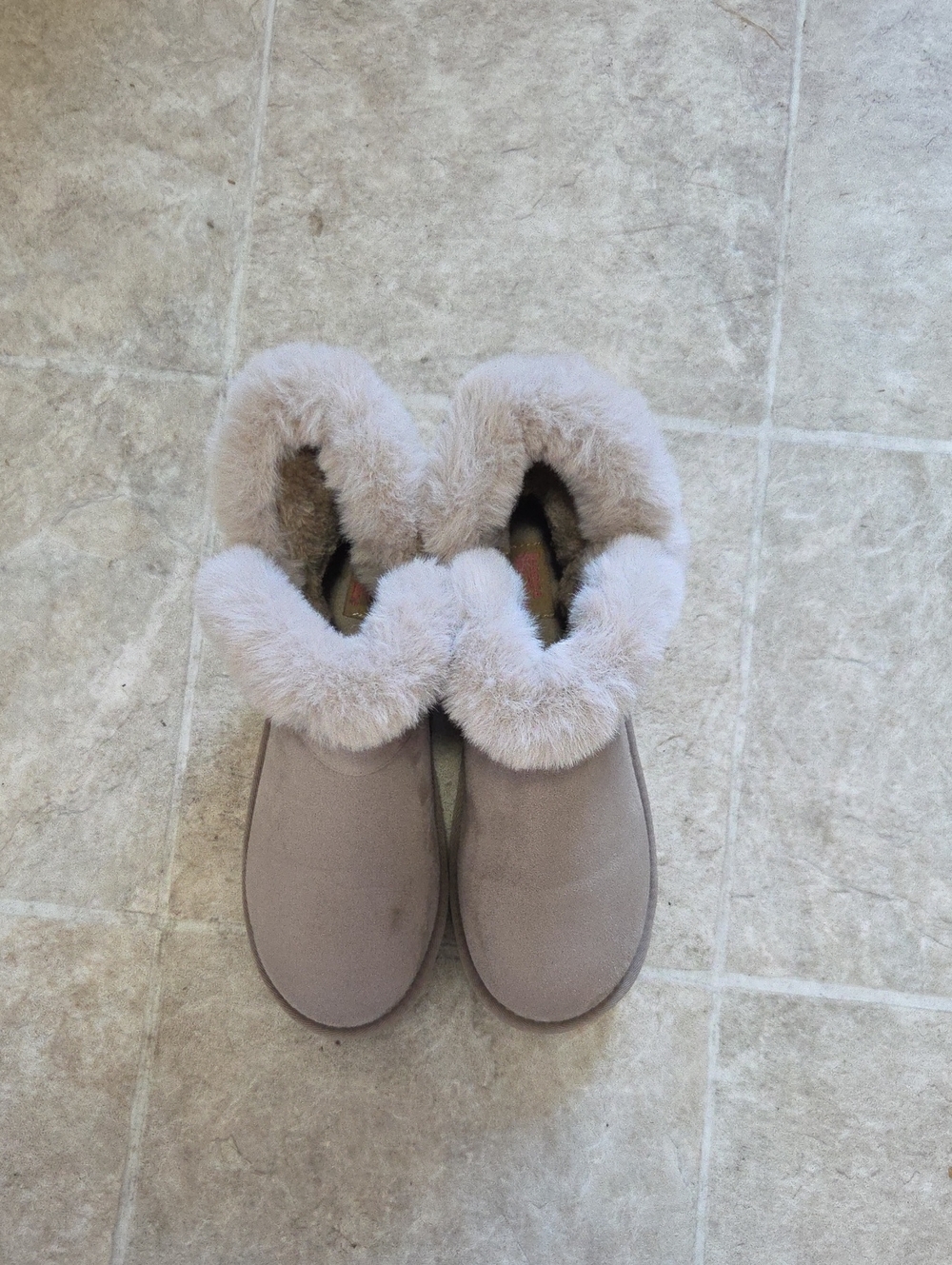 Women's Faux-Fur Cuff Ankle Booties - Taupe Size 10M